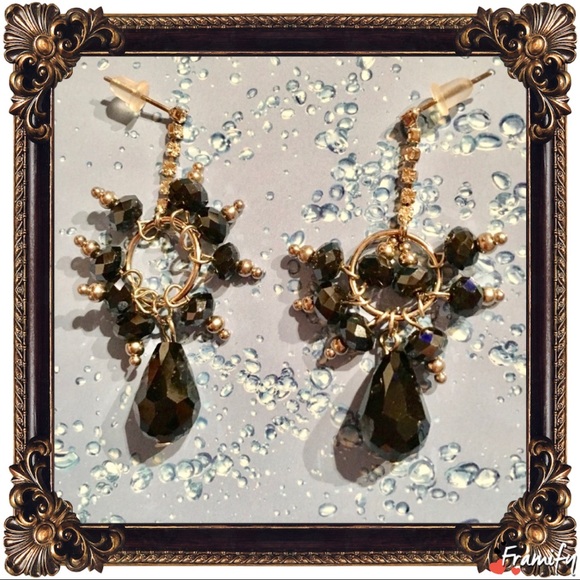 Silver Fashion Crystal Dark Blue Dangle Earring - Picture 2 of 5